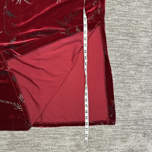 Vintage KC Spencer Dress Womens Petite M Red Velvet Maxi Evening Holiday 90s - Picture 11 of 11